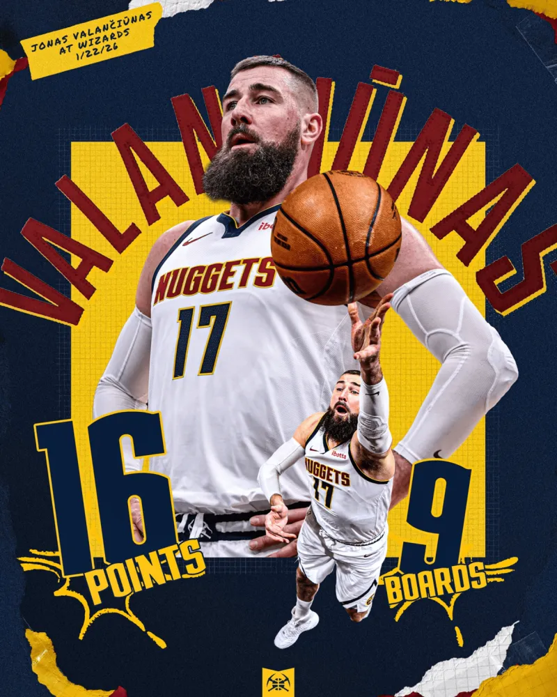 yl23455永利官方网站-复出首战!掘金官方晒瓦兰数据海报:16分9板仅需22分钟!